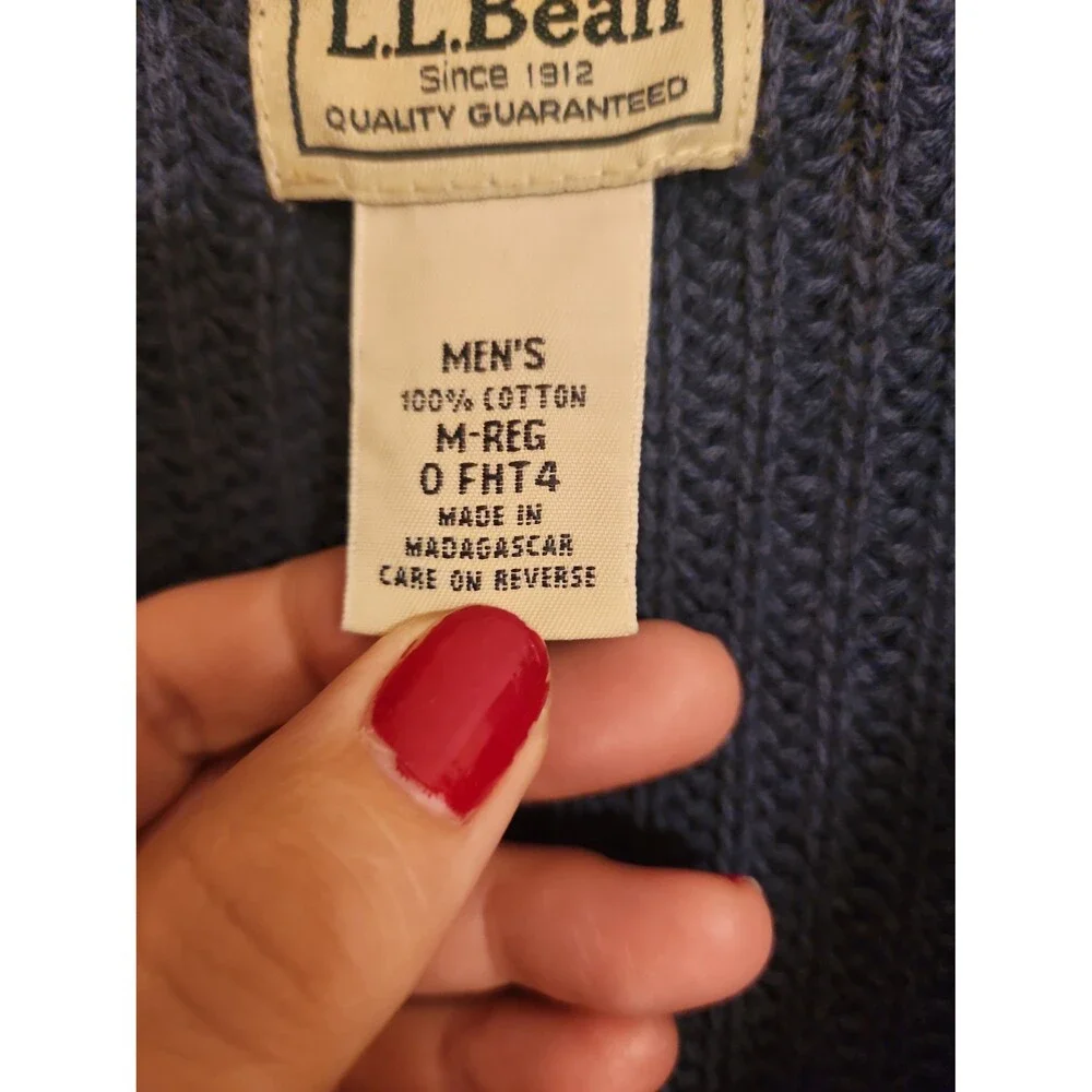 LL Bean Men's Vintage Blue Full-Zip Sweater Size M